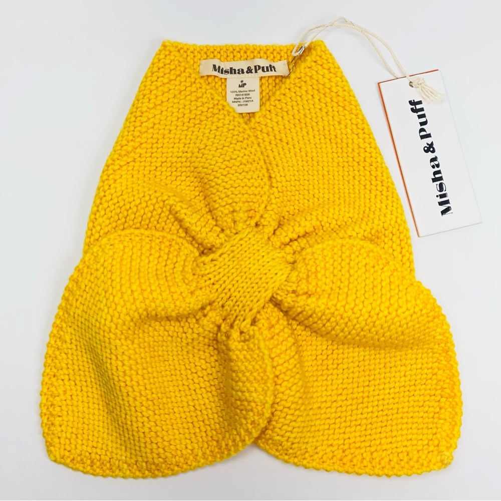 MISHA&PUFF Adult Women Scarf 100% Merino Wool Knit Neck Warmer Yellow NWT (g42)